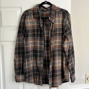 Eddie Bauer Gray and Tan Plaid Shirt